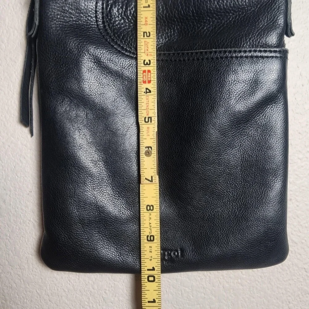 Margot New York Crossbody Bag Womens Small Black Leather Tassel Purse Zip
